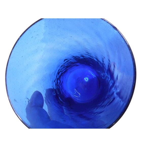 Vintage Handblown Rib Optic Cobalt Blue Glass or Vase Estate Find - Picture 3 of 5